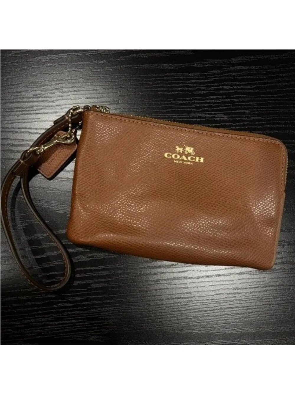 Brown faux Leather Wristlet Wallet Coin Purse Clutch small